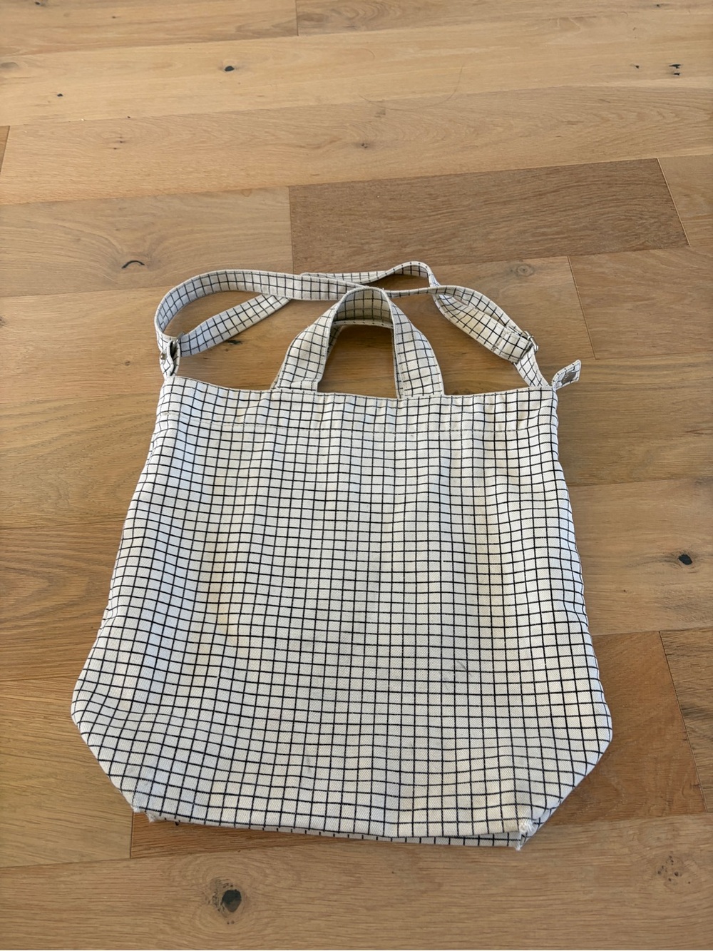 BAGGU Canvas Grid Tote Bag - Black & White